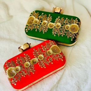 Hand embroidered special occasion clutches